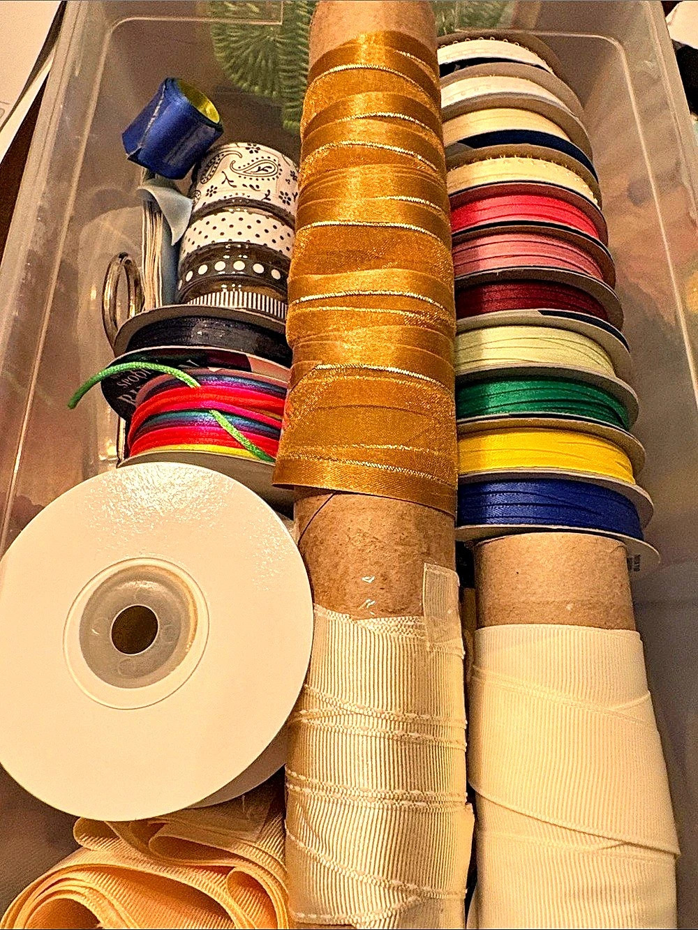 Assorted Ribbon Yarn Craft Supplies Organizer Multicolor with bins